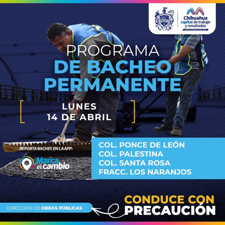 Estas zonas tendrán bacheo este 14 de abril: Municipio Estas zonas tendrán bacheo este 14 de abril: Municipio